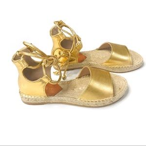 NWB DVF Daroka Metallic Lace up Espadrille Sandal